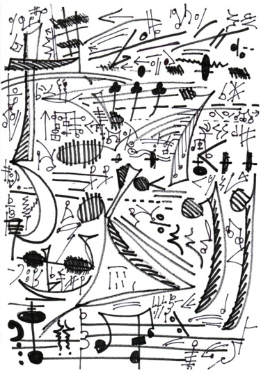 Dessin intitulée "ecriture rythmique" par Bruno Keip, Œuvre d'art originale