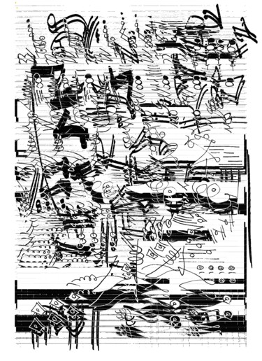 Drawing titled "ecriture rythmique" by Bruno Keip, Original Artwork