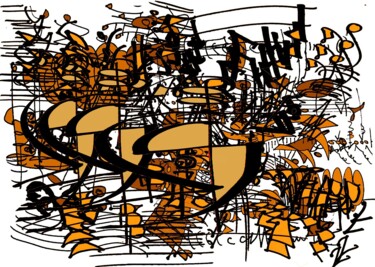 Dibujo titulada "ecriture rythmique" por Bruno Keip, Obra de arte original