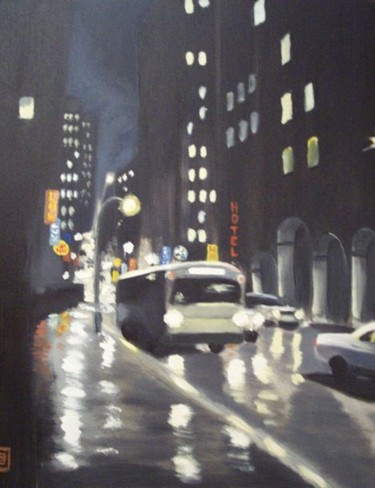 Pintura titulada "Broadway (New York)" por Bruno Lebayle, Obra de arte original, Oleo