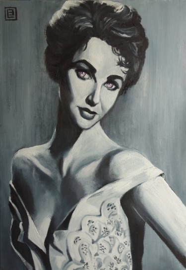 Painting titled "Liz pose (Liz Taylo…" by Bruno Lebayle, Original Artwork, Oil