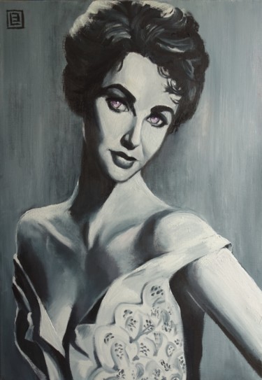 Malerei mit dem Titel "Liz pose (Liz Taylo…" von Bruno Lebayle, Original-Kunstwerk, Öl