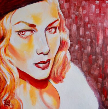 Peinture intitulée "Le beret (Lana Turn…" par Bruno Lebayle, Œuvre d'art originale, Huile