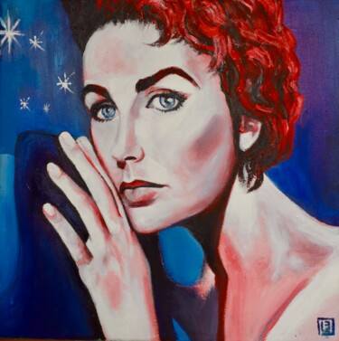 Painting titled "La star (Liz Taylor)" by Bruno Lebayle, Original Artwork, Oil