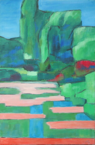Painting titled "jardin de Giverny #…" by Bruno Leblais, Original Artwork, Oil