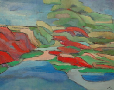 Peinture intitulée "paysage" par Bruno Leblais, Œuvre d'art originale, Huile