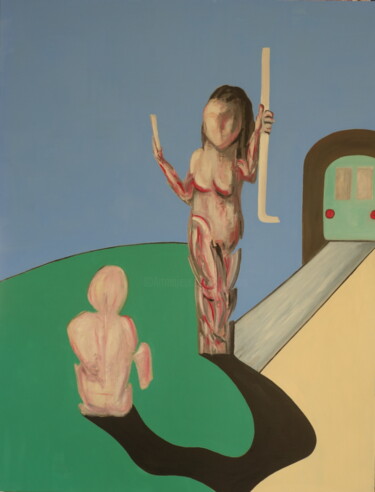 Malerei mit dem Titel "chemin de pensée N°1" von Bruno Leblais, Original-Kunstwerk, Öl