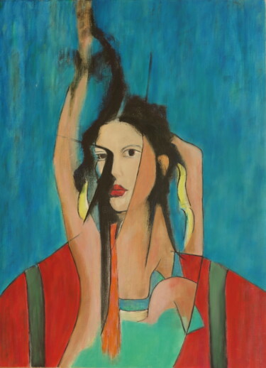 Painting titled "danseuse flamenco" by Bruno Leblais, Original Artwork, Oil