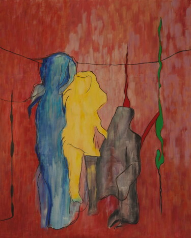 Peinture intitulée "jeune fille en jaune" par Bruno Leblais, Œuvre d'art originale, Huile