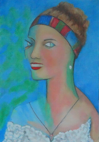 Painting titled "jeune fille" by Bruno Leblais, Original Artwork, Oil
