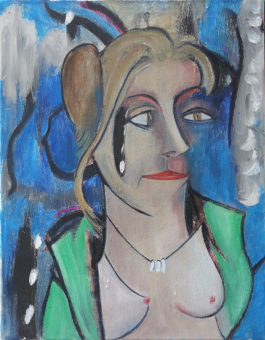 Schilderij getiteld "jeune femme" door Bruno Leblais, Origineel Kunstwerk, Olie