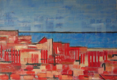 Painting titled "tajo a Lisboa" by Bruno Leblais, Original Artwork, Oil