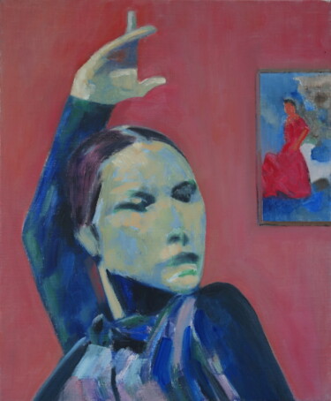 Painting titled "danseuse de flamenco" by Bruno Leblais, Original Artwork, Oil