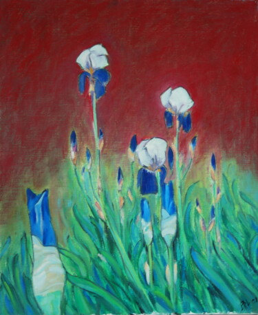 Painting titled "iris" by Bruno Leblais, Original Artwork, Oil