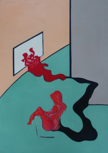 Картина под названием "chemin de pensée XII" - Bruno Leblais, Подлинное произведение искусства, Масло