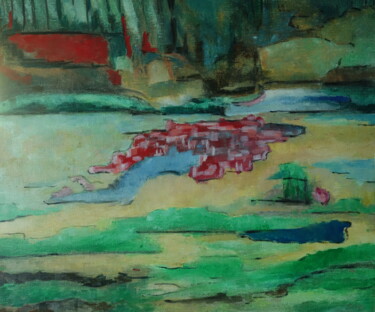 Painting titled "Paysage à Branféré" by Bruno Leblais, Original Artwork, Oil