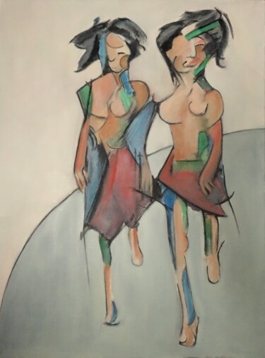 Peinture intitulée "mon défilé mode" par Bruno Leblais, Œuvre d'art originale, Huile