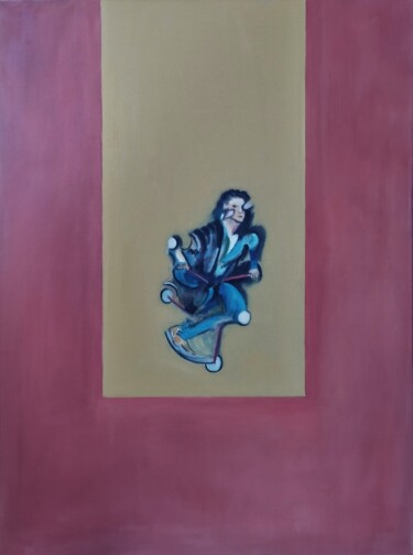 Peinture intitulée "l'homme à la trotin…" par Bruno Leblais, Œuvre d'art originale, Huile