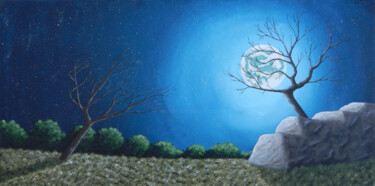 Pittura intitolato "Au clair de la Lune" da Bruno Lemasson, Opera d'arte originale, Acrilico