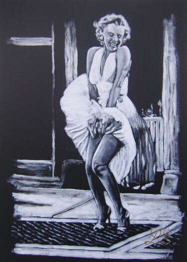 Malerei mit dem Titel "Marilyn Monroe dans…" von Bruno Lemasson, Original-Kunstwerk, Acryl Auf Keilrahmen aus Holz montiert