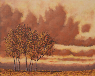 Painting titled "Chanson d'automne" by Bruno Lemasson, Original Artwork, Acrylic Mounted on Cardboard