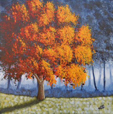 Peinture intitulée "Sous-bois d'automne" par Bruno Lemasson, Œuvre d'art originale, Acrylique