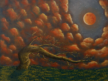 Painting titled "Par une nuit de lun…" by Bruno Lemasson, Original Artwork, Acrylic