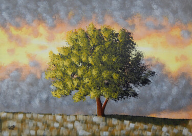 Malerei mit dem Titel "Petit arbre au crép…" von Bruno Lemasson, Original-Kunstwerk, Acryl