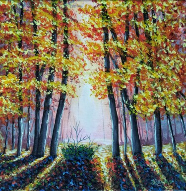 Painting titled "Parure d'automne" by Bruno Lemasson, Original Artwork, Acrylic