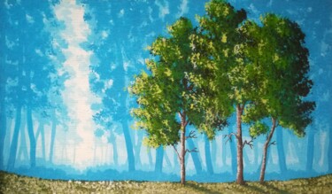 Painting titled "Dans la forêt profo…" by Bruno Lemasson, Original Artwork, Acrylic