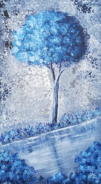 Painting titled "Paradis bleu" by Bruno Lemasson, Original Artwork, Acrylic