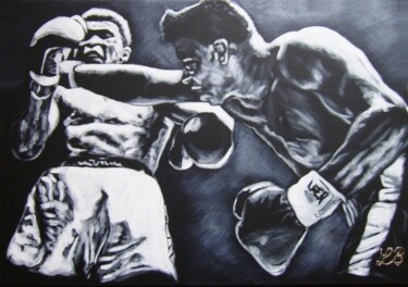 Schilderij getiteld "Les boxeurs." door Bruno Lemasson, Origineel Kunstwerk, Acryl Gemonteerd op Frame voor houten brancard