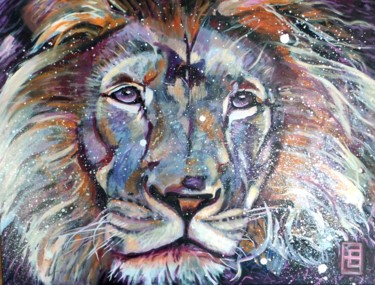 Painting titled "lion" by Bruno Lembeye, Original Artwork, Acrylic