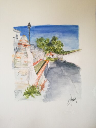 Painting titled "Lavoir andalou" by Bruno Mairet, Original Artwork, Watercolor
