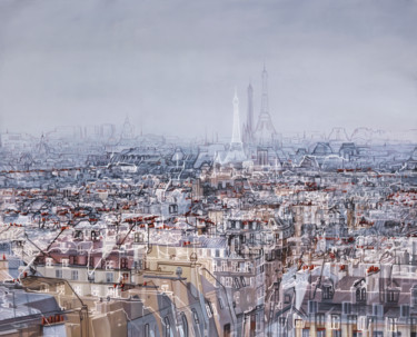 Painting titled "Paris et sa dame de…" by Bruno Mondot, Original Artwork, Oil