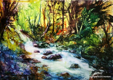 Peinture intitulée "Ruisseau" par Bruno Montoni, Œuvre d'art originale