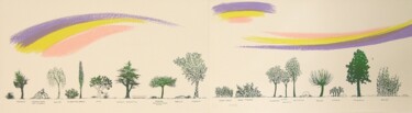 Impressões e gravuras intitulada "Un viale di alberi…" por Bruno Munari, Obras de arte originais, Serigrafia