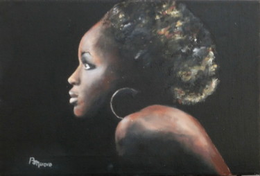 Peinture intitulée "Jeune Africaine" par Bruno Nuevo, Œuvre d'art originale, Huile