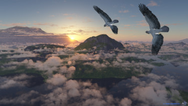 Arte digital titulada "Okanagan Sunrise" por Bruno Onesynthman, Obra de arte original, Modelado 3D