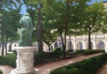 Peinture intitulée "le jardin du musée…" par Bruno Leprêtre, Œuvre d'art originale, Huile