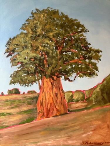 Картина под названием "Le baobab" - Bruno Raharinosy, Подлинное произведение искусства, Акрил Установлен на Деревянная рама…