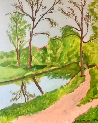 Painting titled "La riviere 2" by Bruno Raharinosy, Original Artwork, Acrylic