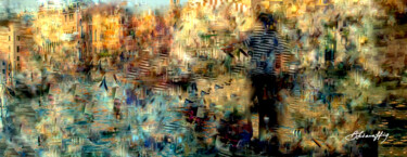Digital Arts titled "Gondole in Venice" by Bruno Sciaraffia, Original Artwork, Digital Painting
