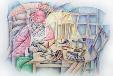 Tekening getiteld "Shoemaker" door Bruno Sciaraffia, Origineel Kunstwerk, Inkt