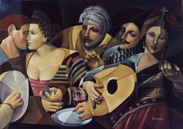 Pintura intitulada "PERSONAGGI DEL 600" por Bruno Sciaraffia, Obras de arte originais