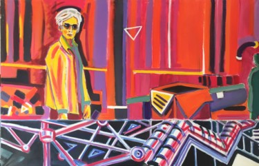 Картина под названием "Andy Warhol interro…" - Bruno Tupinier, Подлинное произведение искусства, Акрил Установлен на Деревян…