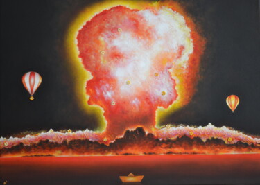 Painting titled "Atomic  Flowers" by Bruno, Original Artwork, Oil