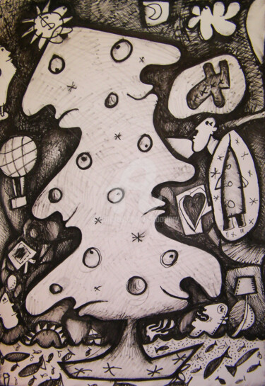 Dessin intitulée "adieu noel 2014.jpg" par Bruno Antony-Thouret (bruno antony), Œuvre d'art originale, Crayon