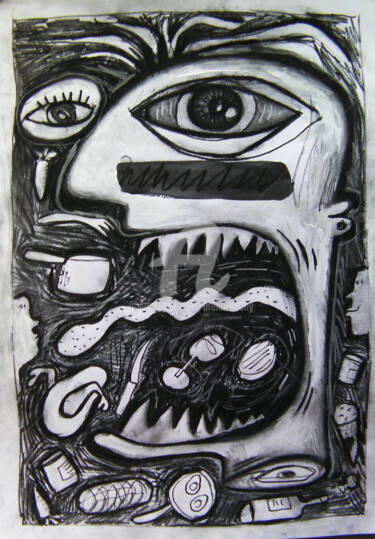 Dessin intitulée "overeat-2.jpg" par Bruno Antony-Thouret (bruno antony), Œuvre d'art originale, Crayon