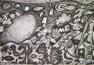 Drawing titled "tsunami 2004" by Bruno Antony-Thouret (bruno antony), Original Artwork, Pastel